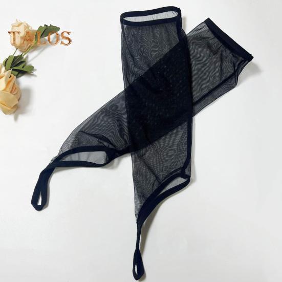 Женская ночная рубашка с сетчатыми рукавами-рукавами Низкий вырез на бретельках А-силуэта Свободный подол Гладкая искусственная кожа Открытая спина Без рукавов Honymoon Свадебная ночь