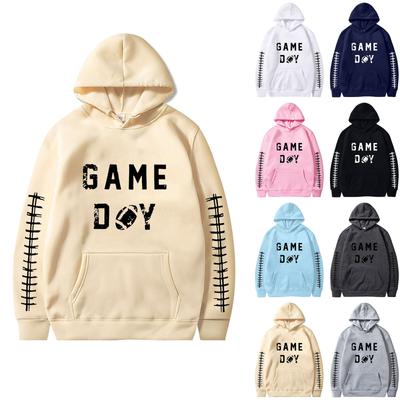 Женская однотонная толстовка с капюшоном и длинным рукавом с принтом