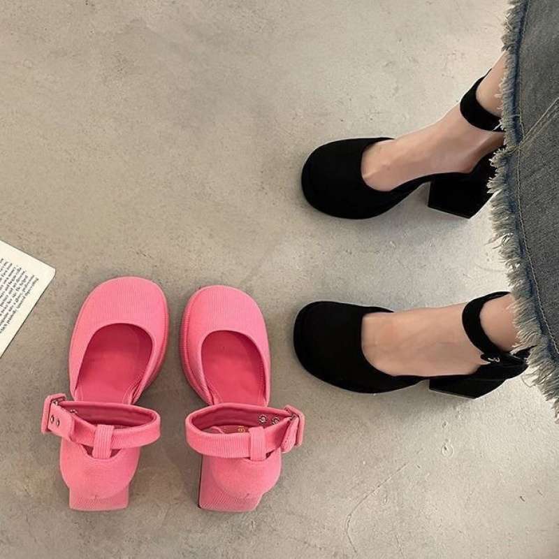 Маленькие туфли-лодочки на высоком толстом каблуке, женские водонепроницаемые туфли с полым носком, сандалии, весна 2025, новинка, розовые