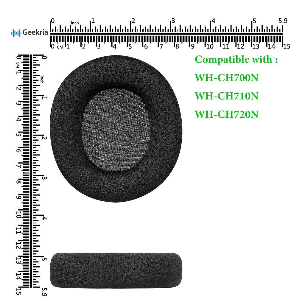 Geekria Подушечки для наушников Nova Совместимые подушечки Совместимые с подушечками для наушников Sony WH-CH700N, WH-CH710N, WH-CH720N для уха/амбушюры (Сетчатая ткань/Черный)