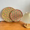 Rattan and Bamboo Woven Handmade Retro Characteristic Woven Colorful Tea Coaster Round Anti-scalding Heat Insulation Pad