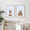 Rabbit Bubble Gum Art Poster Prints Blue Pink Nursery Wall Art Canvas Paintings Wall Picture Baby Animals Bunny Nursery Decor