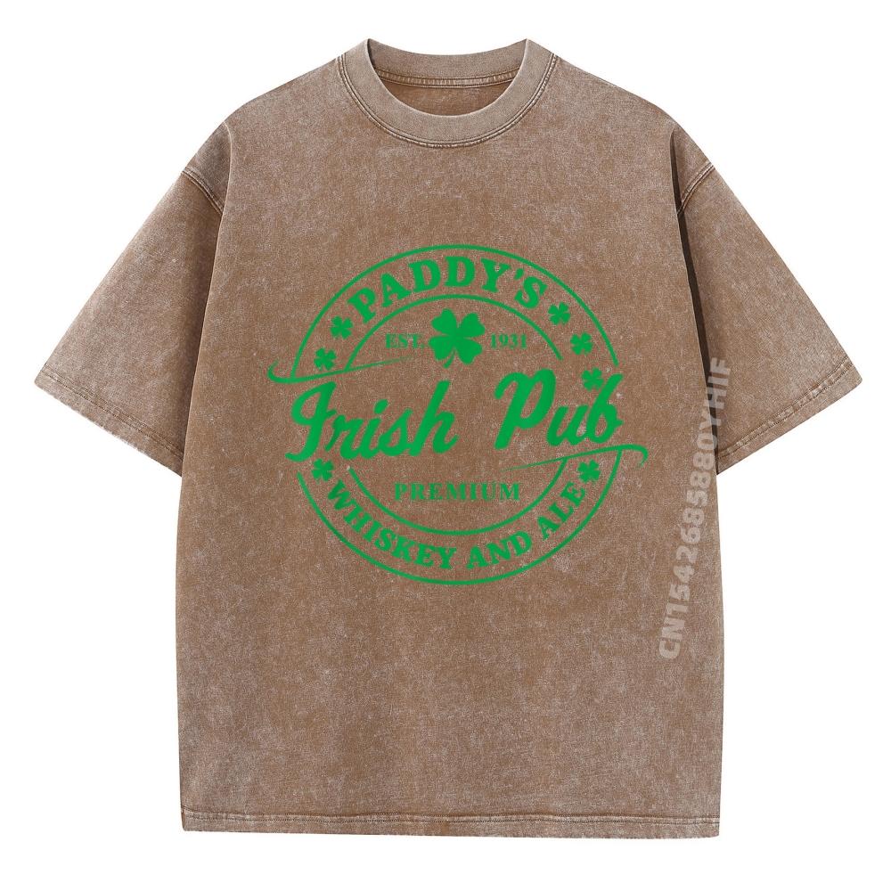Paddy Is Irish Pub Whiskey Beer Ireland St Patrick Is Day Funny Shirts Mens Tshirts Luxury Clothing Mens Casual Washed Shirt