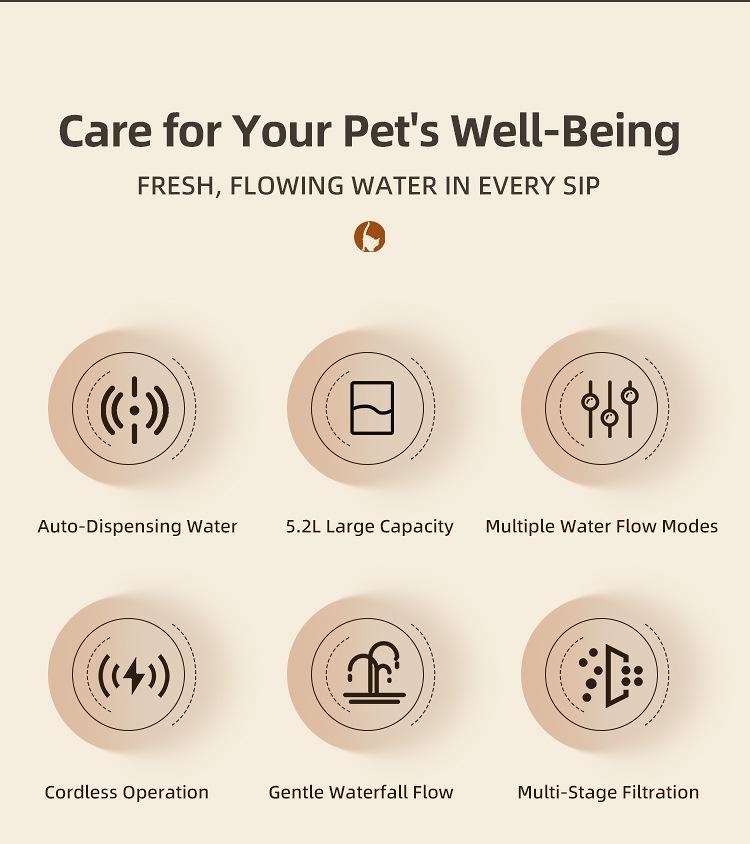 Умный фонтан для воды из нержавеющей стали для кошек и собак с функцией бесшумной индукции