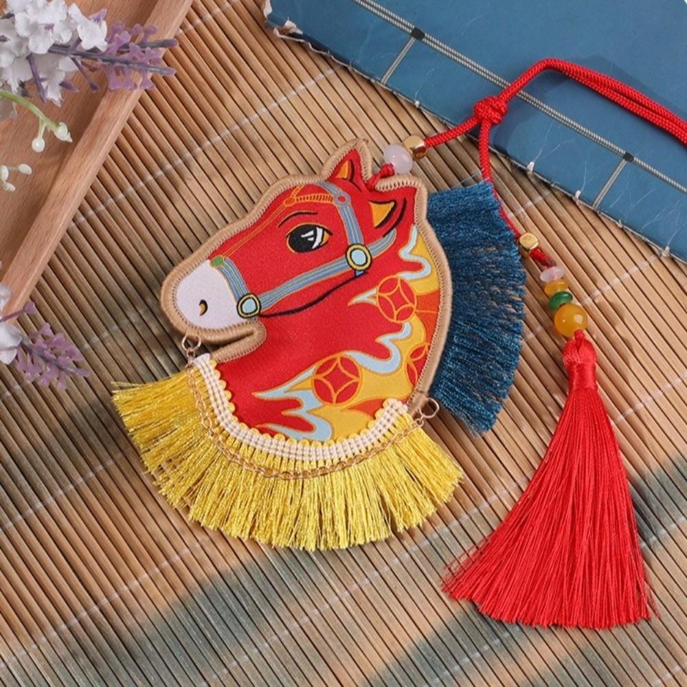 Chinese Style Pony Embroidered Pendant Tassel Car Hanging Ornaments National Wind Style