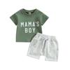 Toddler Baby Boy Summer Clothes Mamas Little Boy Short Sleeve T Shirt Tops Infant Rolled Drawstring Shorts Set