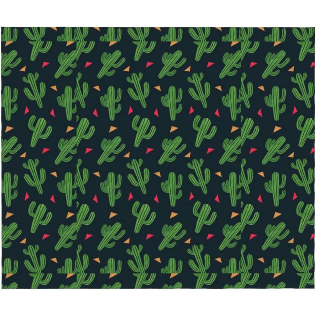 Cartoon Cactus Print Flannel Blanket Green Succulent Plant Soft Warm Throw Blanket Sofa Bed Bohemian Home Decor Gift