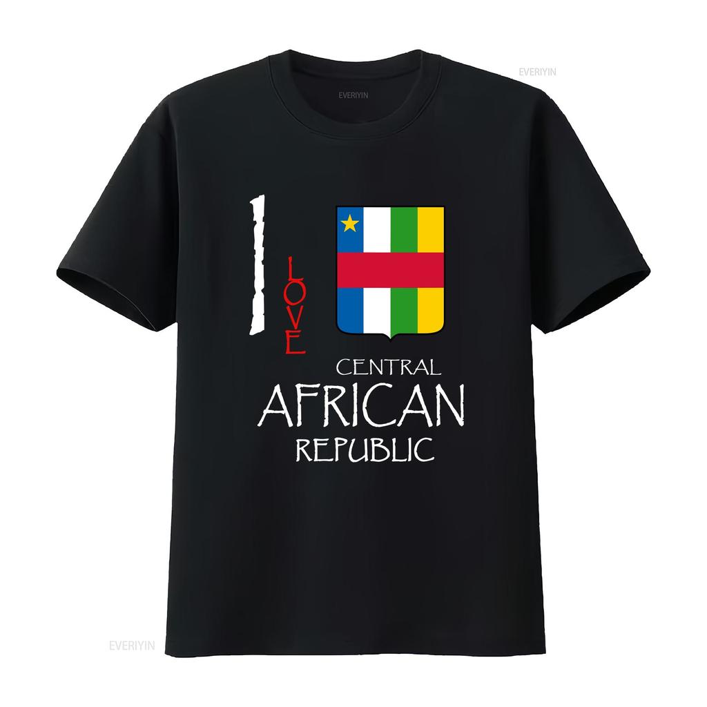 I Love Central African Republic Cool Novelty T Shirt Vintage Homme Soft Stretched Graphic Top For Everyday Wear Slightly