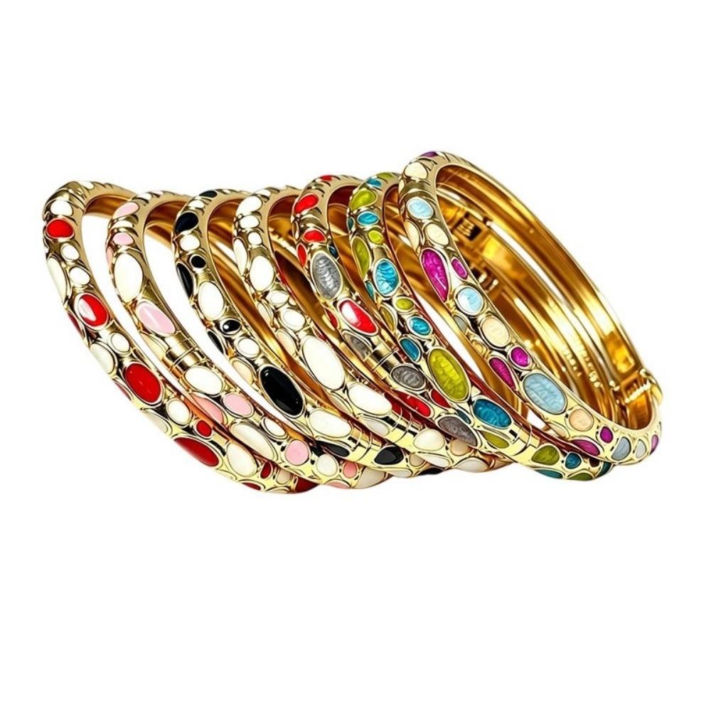 Traditional Rhinestone Bangle Colorful Women's Hand Bracelet Vintage Cloisonne Bangle Girls