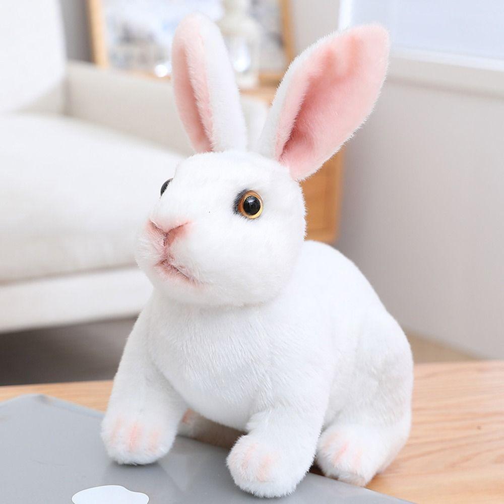 Kids Birthday Kawaii Rabbit Plush Toy Simulation Long Ears Rabbit Lifelike Animal Stuffed Doll Toys