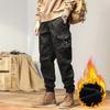Cargo Pants Men Winter Man Harem Pants for Men Outdoor Fleece Multi-Pockets Cotton Casual Trousers