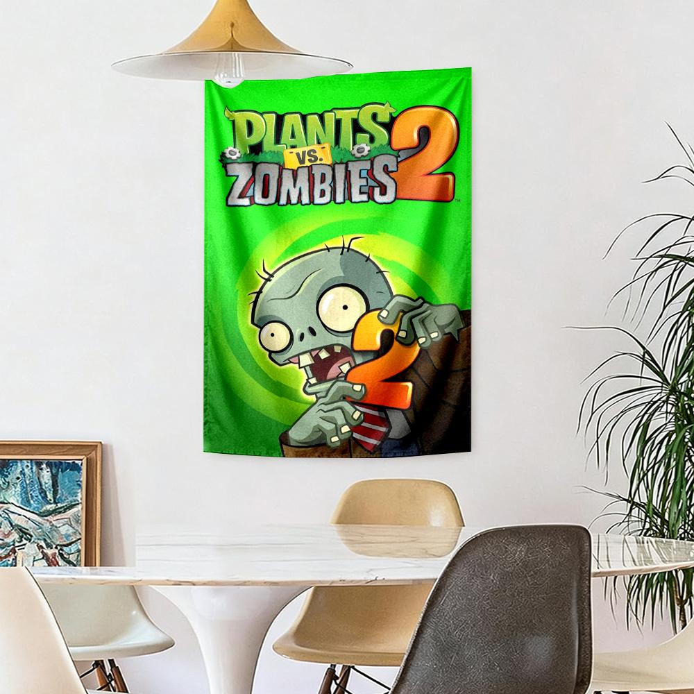Plants Vs Zombies Retro Tapestry Handmade Look Great For Living Room Reading Corner Studio Wall Versatile Decor Hand Painted Style