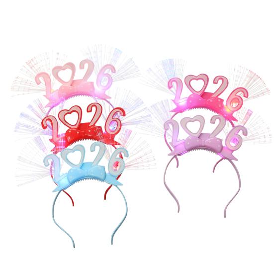 2026 Новогодняя вечеринка Ободок Сверкающий Светодиодный Светящийся Головной убор для Рождества Кануна Нового года Праздничные Мероприятия Вечеринки Празднование