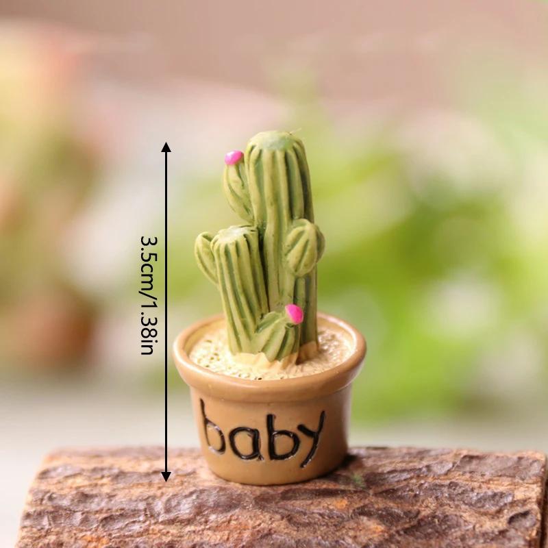 Имитация кактуса, маленькое растение в горшке, микропейзаж, настольные декоративные изделия из смолы, садовый орнамент, мультяшный кактус, мини-бонсай