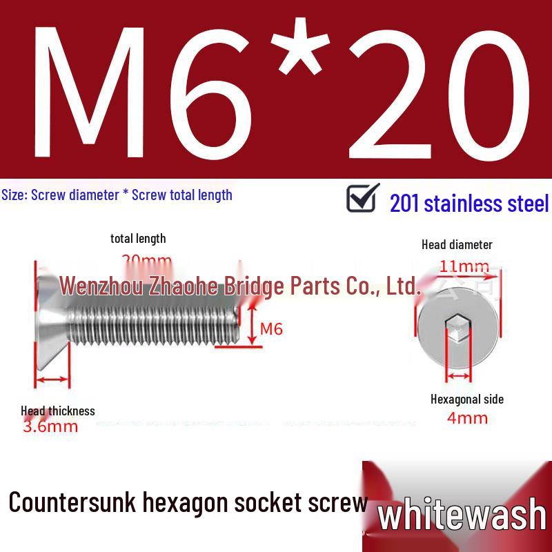201 Stainless Steel Hex Socket Countersunk Flat Head Screws