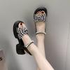 Fashion Ladies Shoes Black Pearl Round Toe Tip Platform Women's Sandals Cheap Liquidation Sandal High Quality On Offer 2025 Luxury Shoe