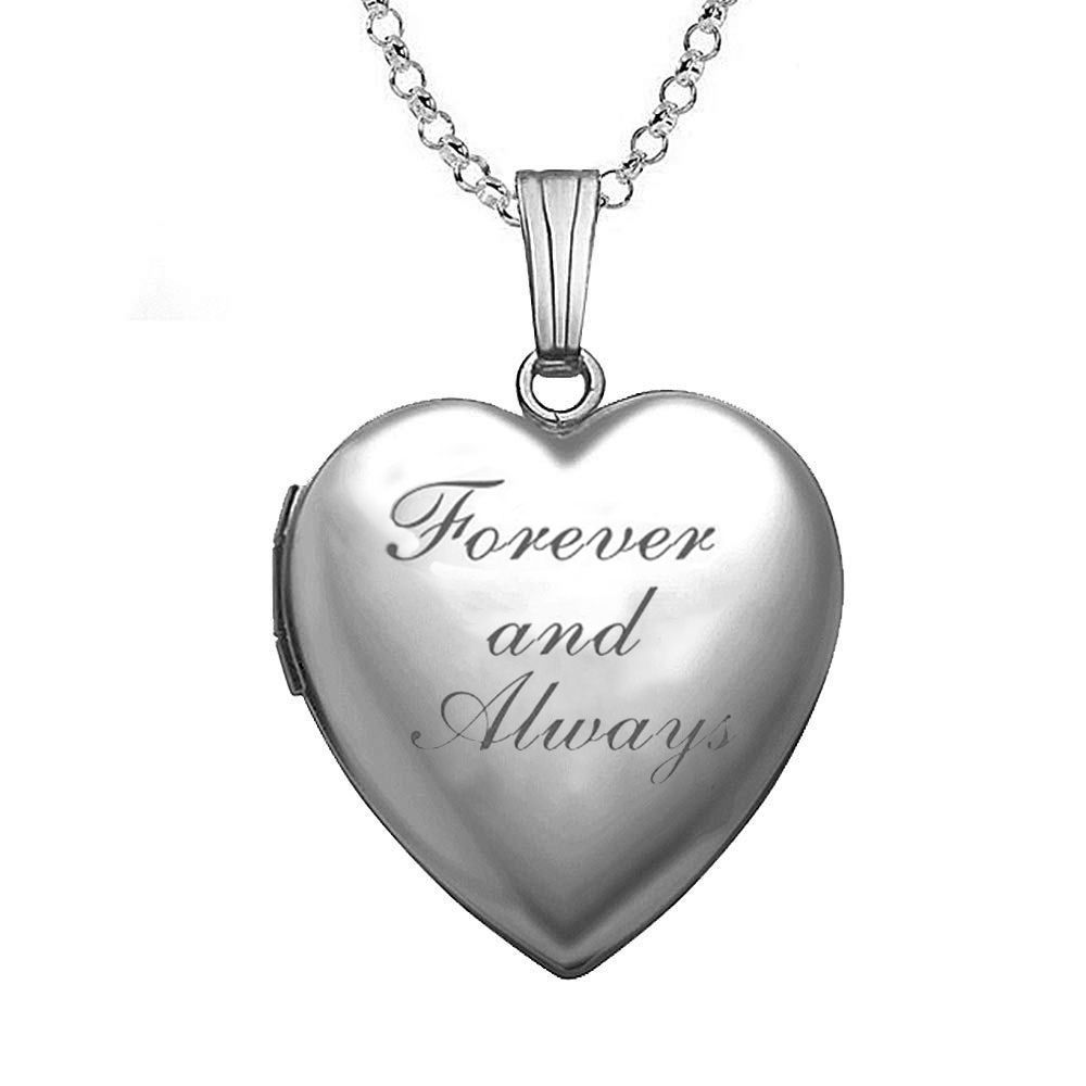 In My Heart Jewelry Forever and Always Chain Pendant Necklace Heart Shaped Photo Picture Locket