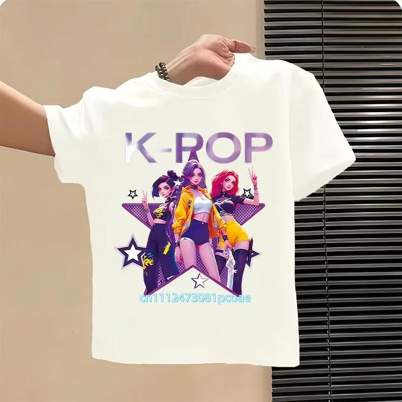 Kpop Childrens T Shirt Cartoon Graphic Short Sleeve Summer Comfortable Top Funny Gift for Fans Harajuku TShirts Girls Clothes