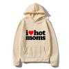 I Love Hot Moms Unisex Hoodies Sweatshirts New Funny Red Heart Love Moms Print Hoodie Unisex WoUnisex Casual Top Pullover Unisexs Clothing