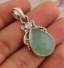 Подвеска из аква-халцедона, подвеска из стерлингового серебра 925 пробы, подвеска из драгоценного камня грушевидной формы