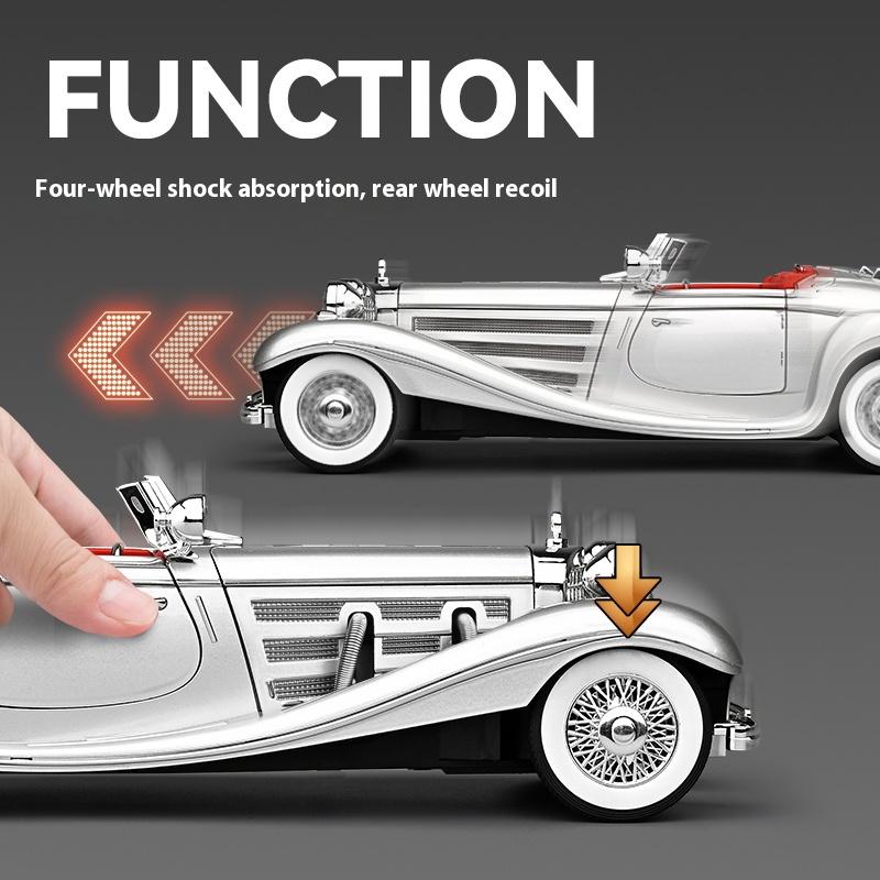 Большой 1/18 Benz 500K Сплав Литой Классический Модель Автомобиля Симуляция Звук Свет Ретро Модель Автомобиля Украшение Подарок Мальчику Хэллоуин Игрушки