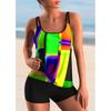 2024 Summer High Waist Bath Suit Women New Design Printing Bikini Set Sleeveless Monokini Trend Two-piece Set Tankini Bath Suit