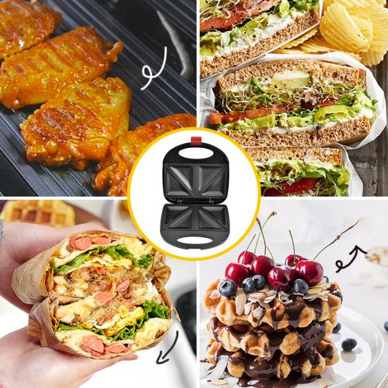 Вафельница с антипригарным покрытием, быстрый нагрев, вилка стандарта США, 110 В, вафельница на 2 ломтика, хлебопечка для сэндвичей для завтрака, машина для гриля, кухонные принадлежности