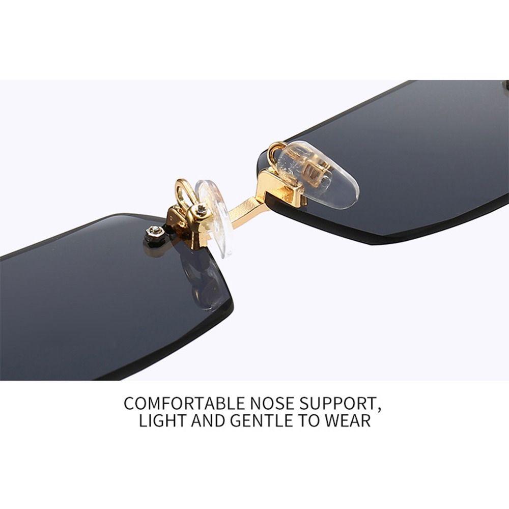 Прямоугольные солнцезащитные очки без оправы Y2K, защитные очки UV400, безрамные солнцезащитные очки для женщин и мужчин