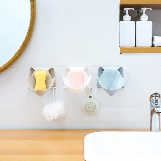 Soap Dish Wall Mounted Water Draining Quick Dry Water-free Soap Sponge Holder for Home