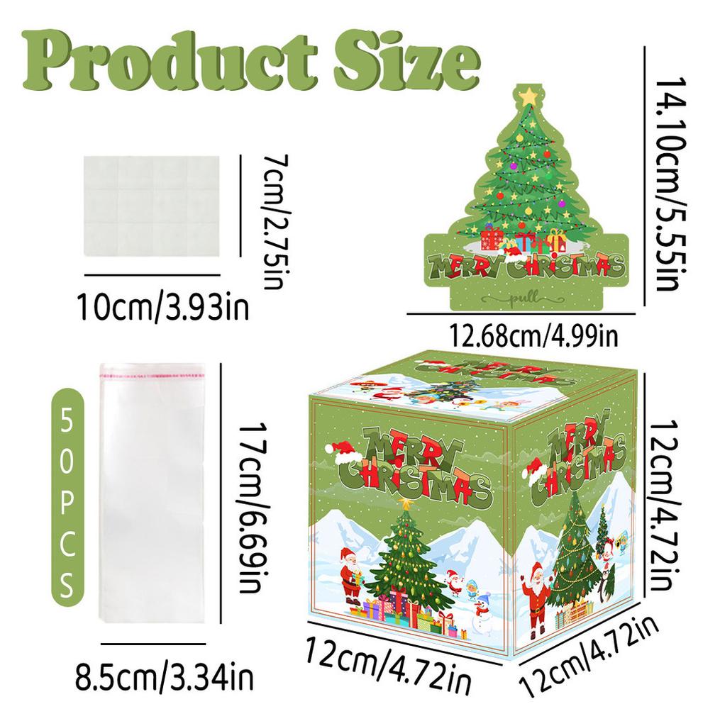 Tree Pattern Christmas Party Decor Gift Box Money Box Holiday Celebration Prop