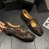 Fashion Leopard Square Toe Women Flat Sandals Marie Janes Shoes Woman Summer 2025 Trend Elegant Dress Comfort Soft Leather Zapatillas