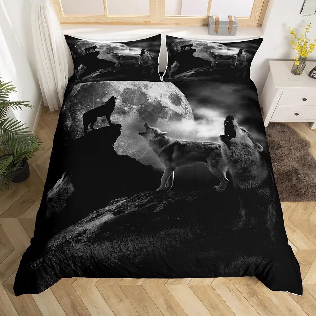 Wolf Duvet Cover Set Wolf With Mechanical Eye Bedding Set For Kid Teens Adults 3d Printing Queen King Size Polyester Quilt Cover