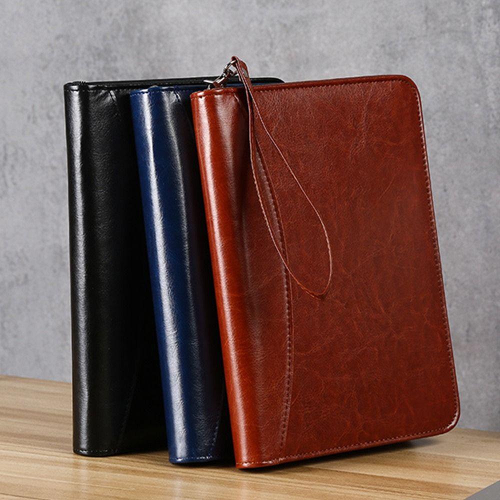 Portable Portfolio Binder 6-Ring Business Notebook Memo Book File Folder Document Storage