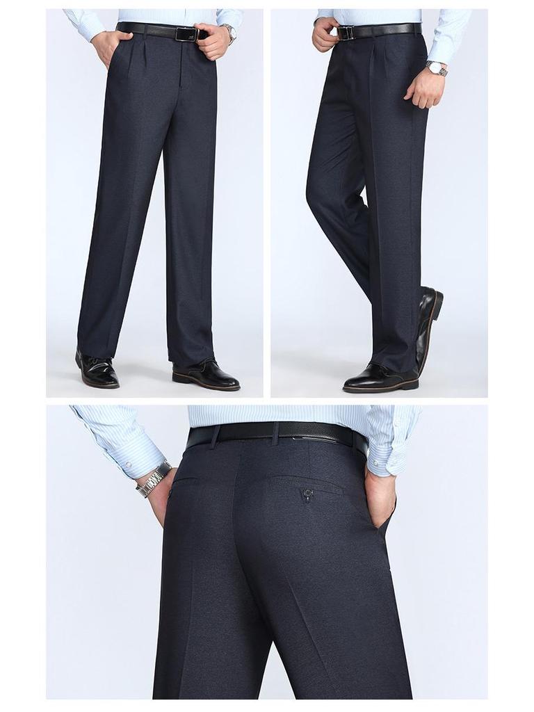 Мужские брюки из шелка с высокой посадкой - Летние тонкие, свободного кроя, прямые