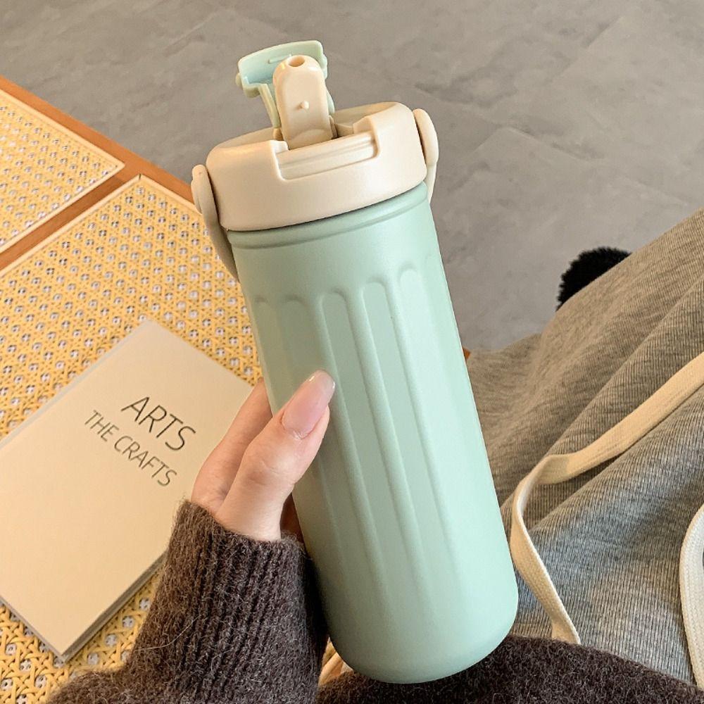 Термос из нержавеющей стали с изоляцией или охлаждением 500 мл, чашка для путешествий с трубочкой, для офиса