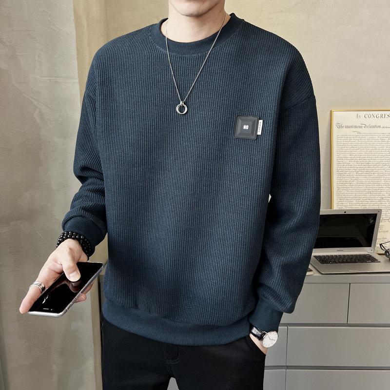 Свитер мужской весенне-осенний свободный круглый вырез повседневная мужская нижняя рубашка