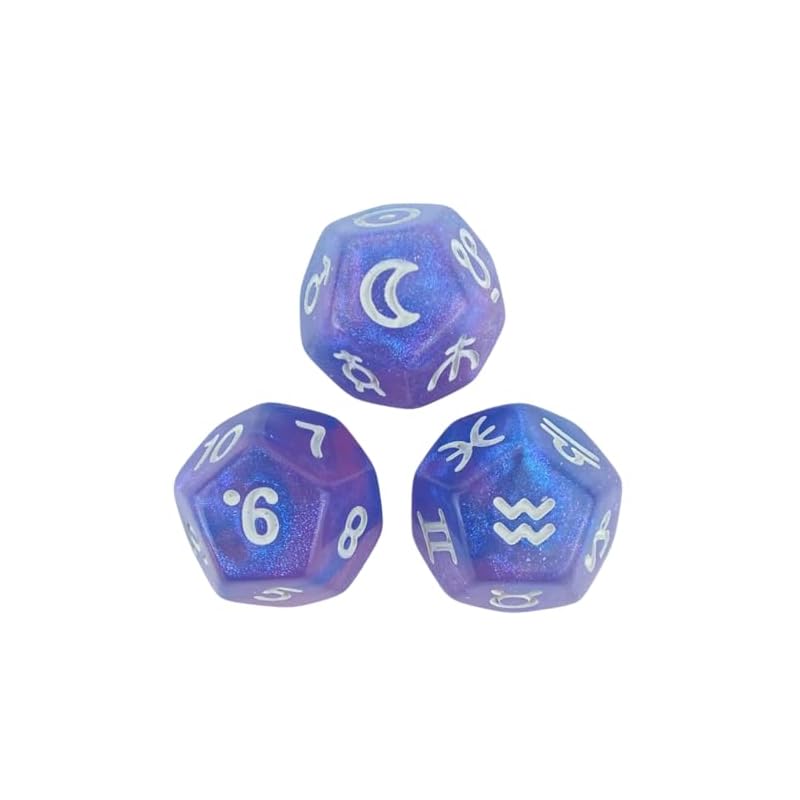 3pcs Acrylic Astrology Divination Dice 12-Sided Constellation Dice Tarot Game Accessories Divination Tools 12-Sided Acrylic Astrology Dice