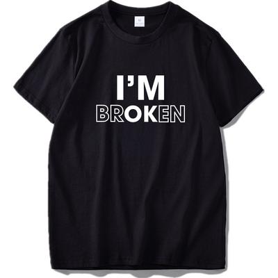 Футболка с принтом букв "I Am Ok" Сломанный Грустный Мальчик Оригинальный Дизайн Черно-Белый O