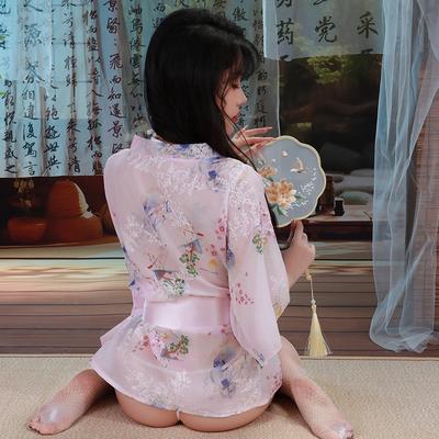 Сексуальное нижнее белье кимоно пижама пижама с открытой перспективой кардиган с бантом трехточечный женский профессиональный шарм