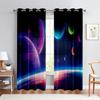 Starry Sky And Moon Night View 3d Printed Curtains Suitable For Bedroom, Living Room, Study Room Decorative Curtains 2 Pieces