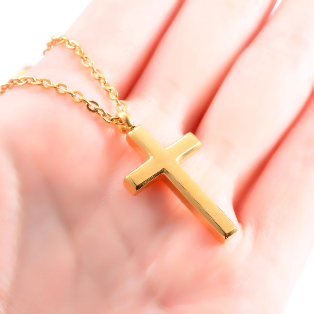 Christian Stainless Steel Cross Pendant Necklace for Women Men Charms for Chain Choker Minimalist Prayer Jewelry Accessories