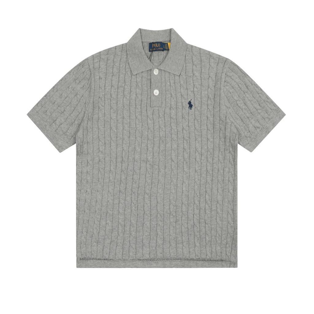 Высококачественный всесезонный классический универсальный вязаный кардиган 25SS с отложным воротником, на двух пуговицах, с вышивкой маленькой лошади, с коротким рукавом