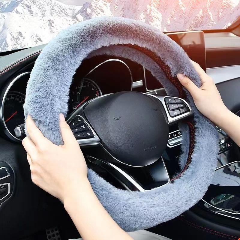 Winter Short Plush Car Steering Wheel Cover Super Tactile Warm Handle Universal Anti-Slip Sweatproof for Men And Women
