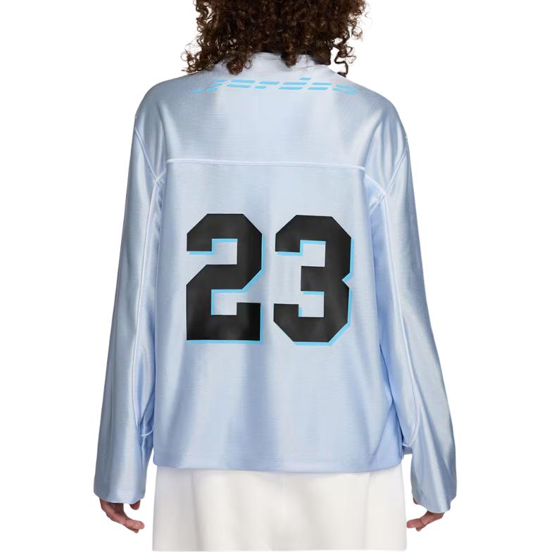 Jordan Wj Длинный рукав Джерси Удобный V-образный вырез Пуловер Женский Топы Синий HF9460-407