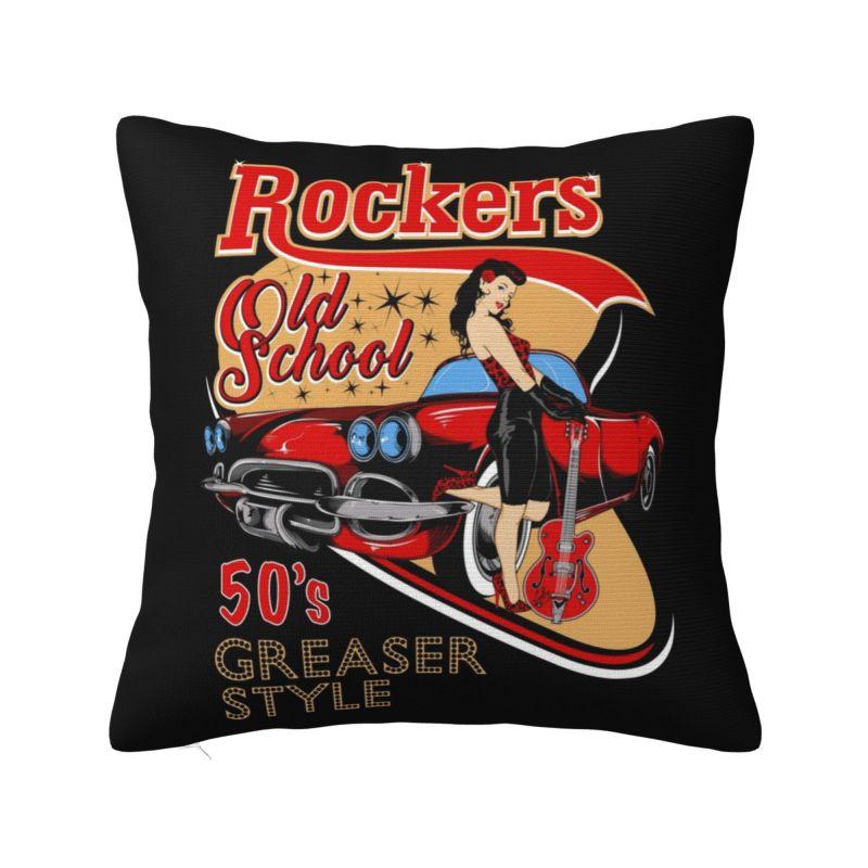 Rockabilly Pinup Sock Hop Clothes Vintage Hot Rod 1970s Throw Pillow Decor Home Heavy Metal Music Cushion Cover Soft Pillowcase