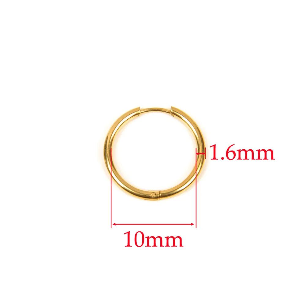 10pcs 316L Stainless Steel Hoop Earrings Women Men Punk Hiphop Circular Ear Buckle Ring Jewelry Gold Color Accessories Wholesale