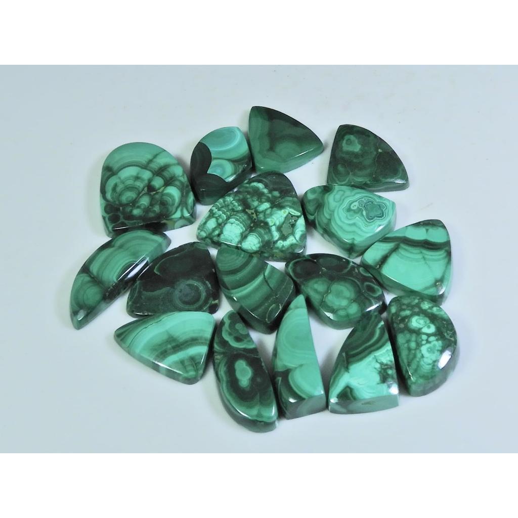 201 Карат. Кольцо из натурального зеленого малахита, размер, фантазийный кабошон, лот 16 шт., C-257