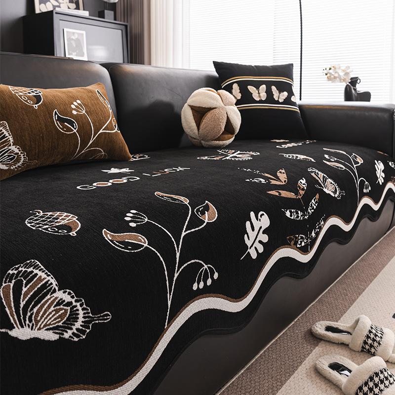 New Special-Shaped Sofa Cushion High-End Chenille Cover Towel One-Piece Fixed Non-Slip Seat Cushion Cover
