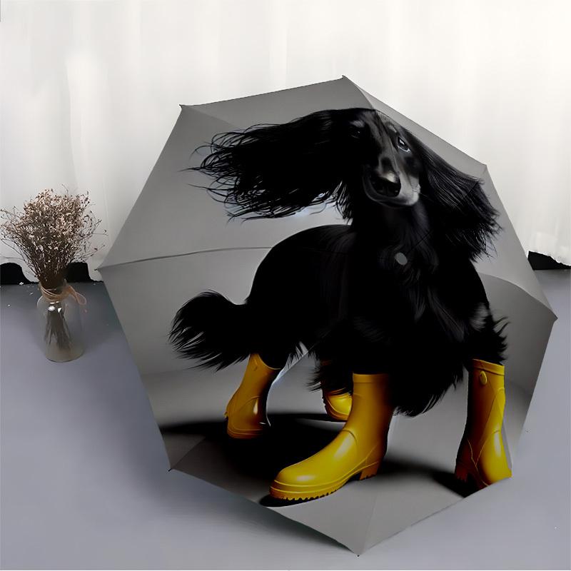 1pc Dachshund Rainboots Open/Close Folding Umbrella, All- Portable Umbrella for & Men, Stylish Accessory (Holiday Gift) 8-Rib yy251213180