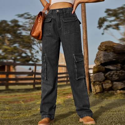 Женские винтажные джинсовые повседневные однотонные брюки с принтом, брюки и капри